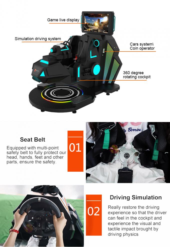 कूल डिजाइन 9 डी वीआर सिनेमा इलेक्ट्रिक 9 डी वीआर सिम्युलेटर कार रेसिंग गेम 1