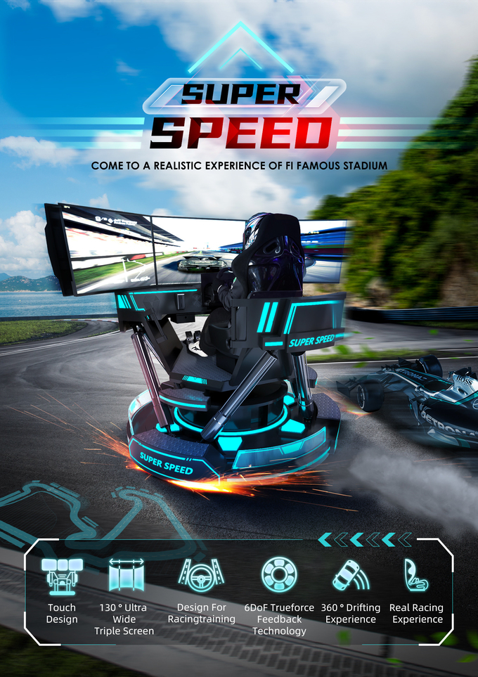वीआर 3-स्क्रीन कार रेसिंग वर्चुअल रियलिटी सिम्युलेटर 6-डॉफ ब्लैक कार रेसिंग गेम मशीन 5 डी कार ड्राइविंग आर्केड फॉर मॉल 0
