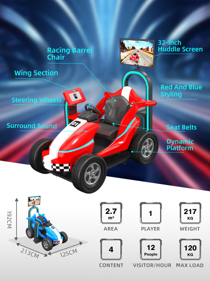मनोरंजन पार्क के लिए 9 डी किड्स कार रेसिंग गेम वीआर ड्राइविंग सिम्युलेटर 1