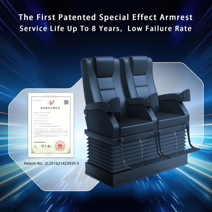 अनुकूलित 7d 4d 5d मोशन सिनेमा सिम्युलेटर कुर्सी 6 Dof इलेक्ट्रिक प्लेटफॉर्म के साथ 3