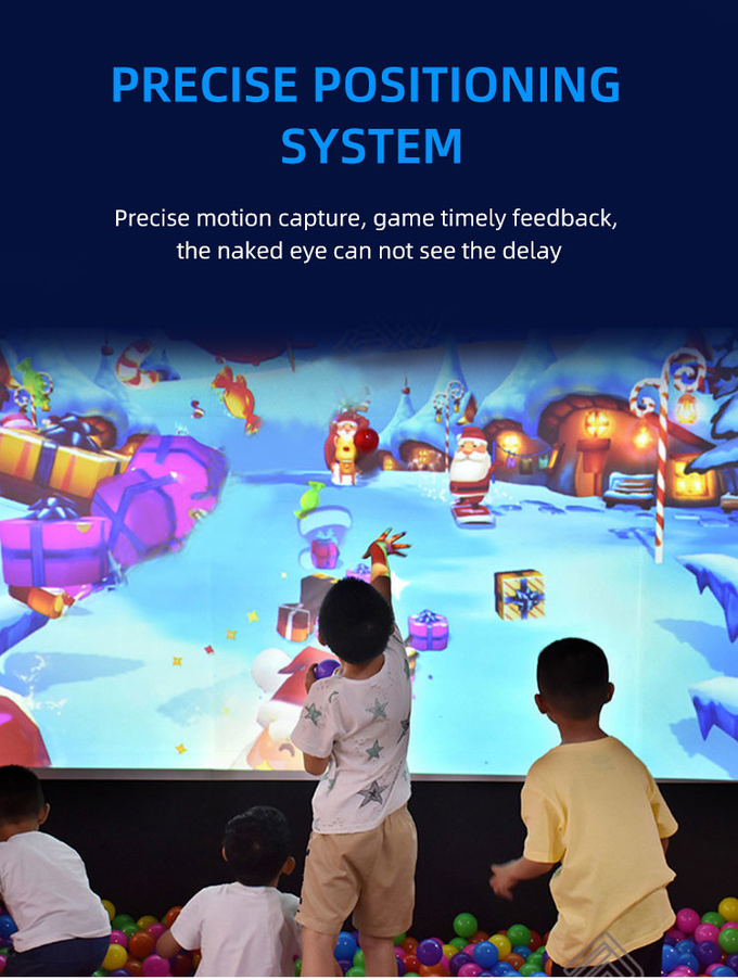 बड़े मंजिल दीवार प्रक्षेपण खेल बच्चों के लिए इनडोर खेल का मैदान पार्क 3 डी इंटरैक्टिव बॉल खेल बच्चों के लिए 2