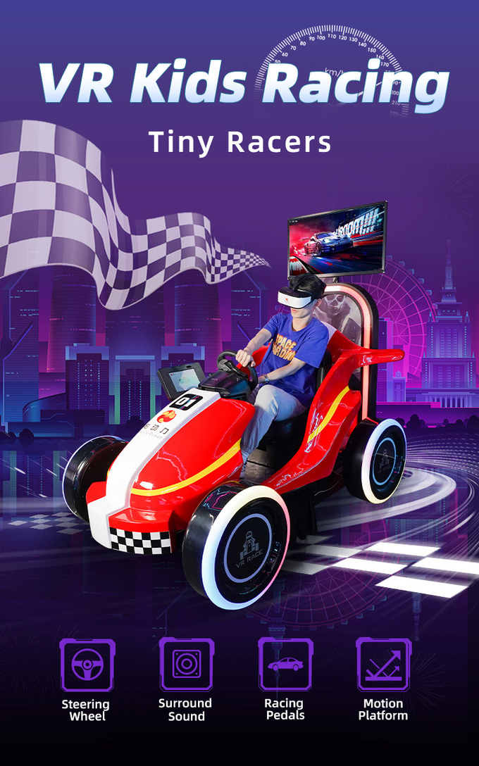 मनोरंजन पार्क के लिए 9 डी किड्स कार रेसिंग गेम वीआर ड्राइविंग सिम्युलेटर 0