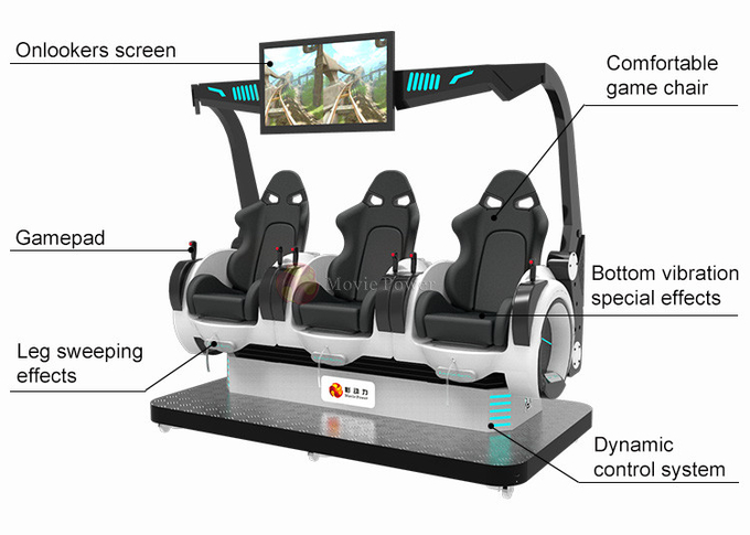 शॉपिंग मॉल के लिए 3 सीट्स 360° 9D VR सिनेमा चेयर शूटिंग इंटरएक्टिव गेम्स 1