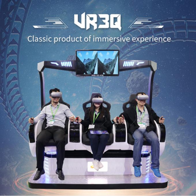 शॉपिंग मॉल के लिए 3 सीट्स 360° 9D VR सिनेमा चेयर शूटिंग इंटरएक्टिव गेम्स 0