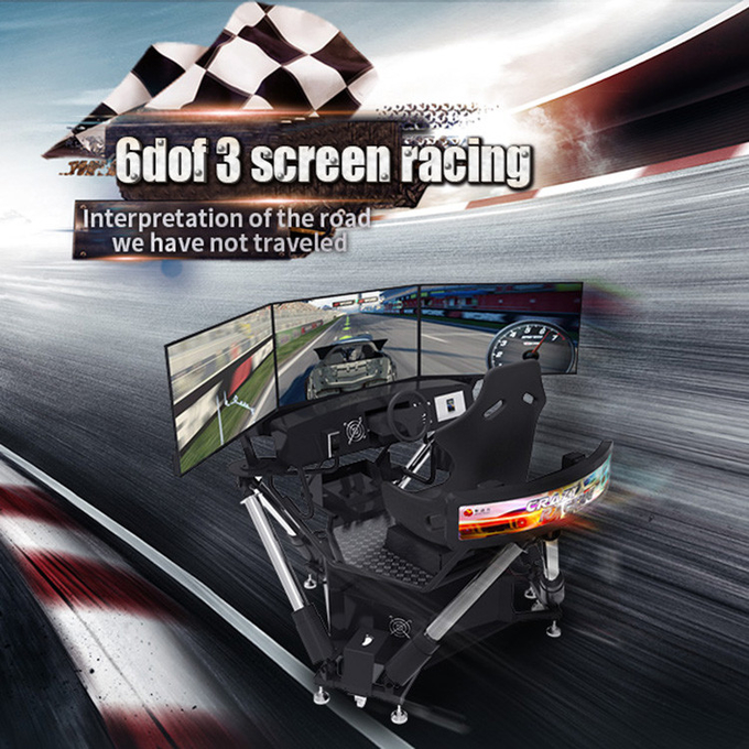 6 डीओएफ रेसिंग कार आर्केड डायनामिक मोशन ड्राइव उपकरण 3 स्क्रीन ड्राइविंग सिम्युलेटर 0