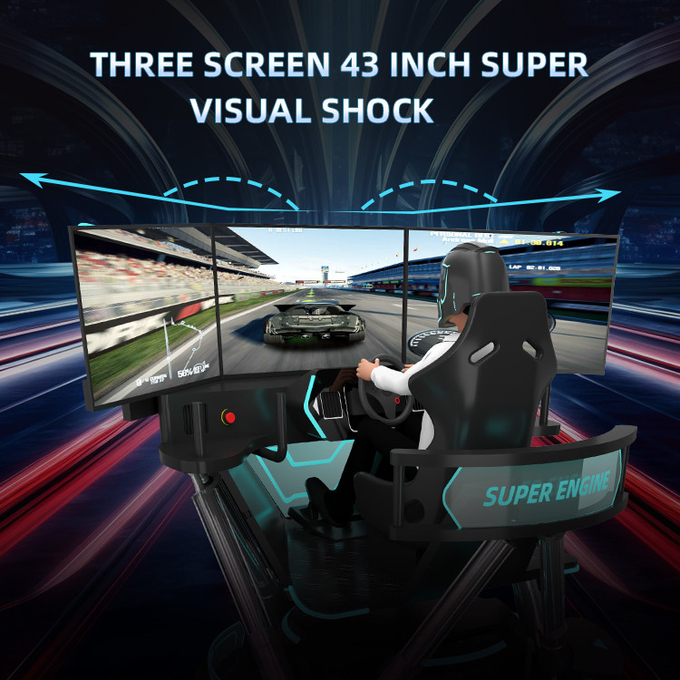 5.0KW F1 कार रेसिंग सिम्युलेटर ड्राइविंग गेम मशीन 6 Dof मोशन प्लेटफॉर्म 3 स्क्रीन के साथ 5